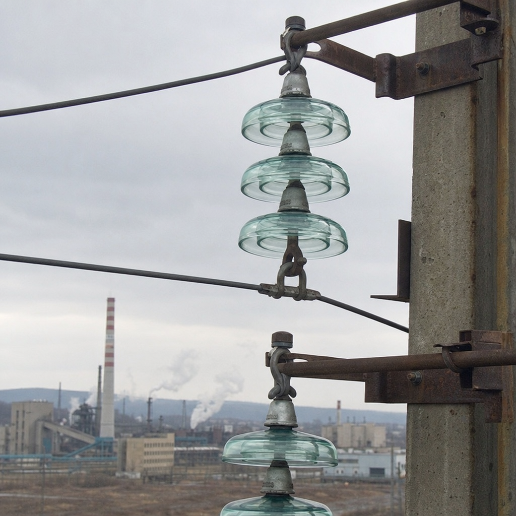 Innovative Uses of Glass Insulators in Industry 1 Glass insulators supporting overhead power lines in an industrial landscape