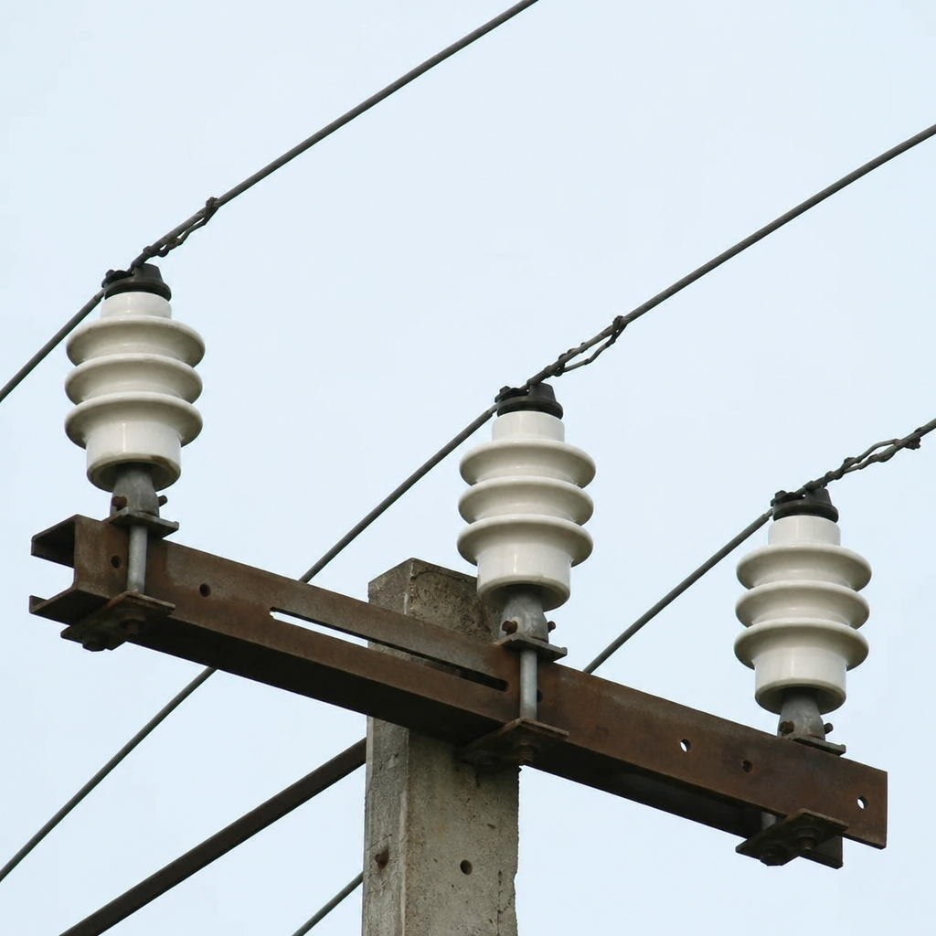 ceramic insulators supporting overhead power lines